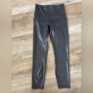 Lululemon  Wunder train High Rise tight 25" pocket 6 Black Shiny Leggings